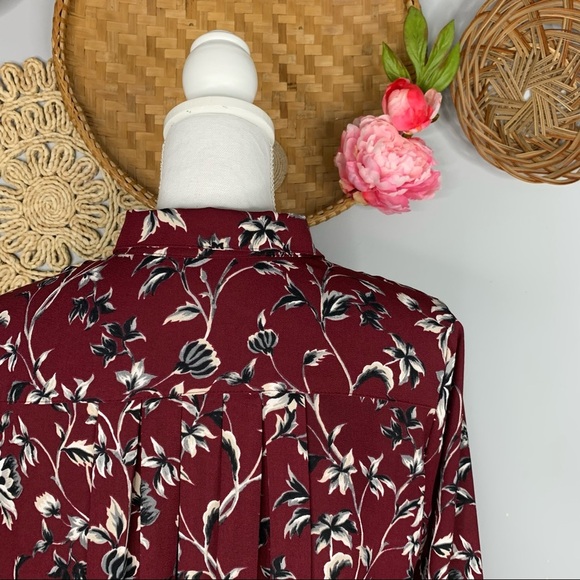 J. Jill Floral Pleated Back Shirt SZ PS Petite Collared Flowy Blouse Multicolor - Picture 7 of 12